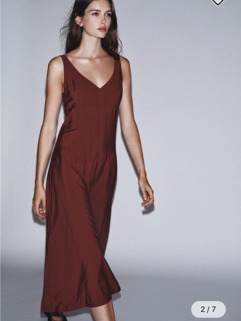 Zara Sleeveless V-Neck Midi Dress in Burgundy